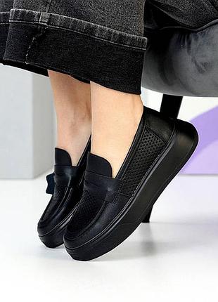 23834 мокасини шкіряні, туфлі з перфорацією, лофери