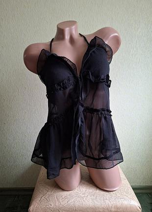 Топ. блуза напівпрозора. туніка рюші, зав'язки.