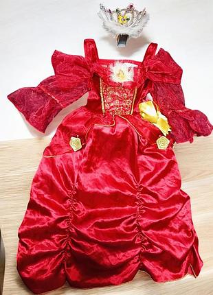 Платье белль красавица и чудовище с короной 3-4 года
