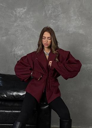 Жіночий вільний піджак з поясом і підкладкою