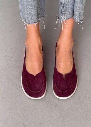 Неймовірно м'які балетки barefoot 
колір: бордовий, натуральна замша