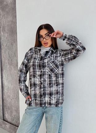 Женская фланелевая рубашка в клетку варенка | 2443