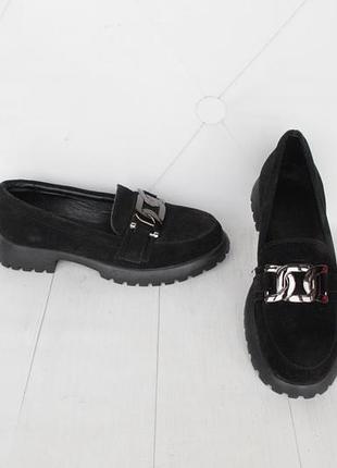 Шкіряні, натуральні замшеві туфлі, лофери 39 розміру