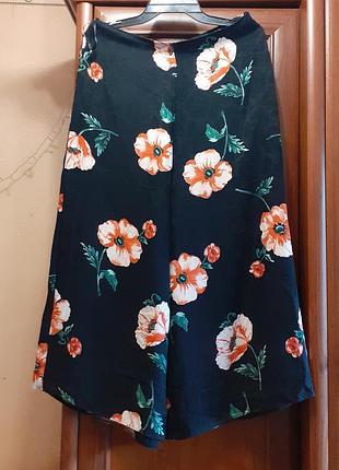 Широкие брюки палаццо брюки кюлоты с маками