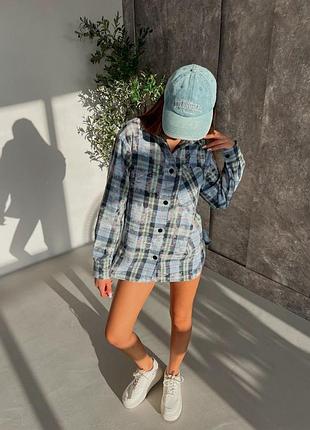 Женская фланелевая рубашка в клетку варенка | 2443