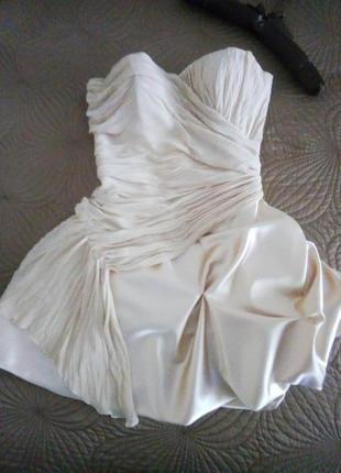 Роскошное дизайнерское платье-бюстье с драпировкой цвета нюд!!!2 фото