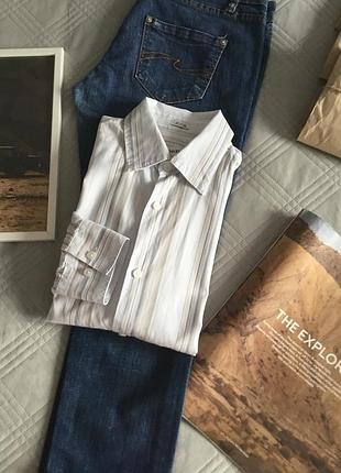 Базовая хлопковая рубашка в полоску в размере s