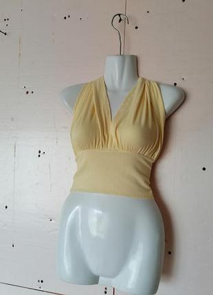 Блуза топ на зав'язках у рубчик туреччина салатний та бузок