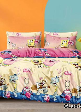 Супер якісна постільна білизна з натуральної бавовни губка боб спанч боб сквідварт сенді