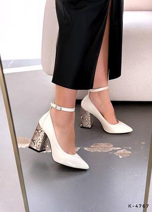 Натуральные туфли - lorin, молочный, натуральная лакированная кожа