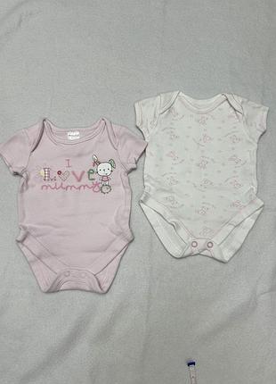 За 2 шт. боді з коротким рукавом, комплект боди футболка, набор маечки детские