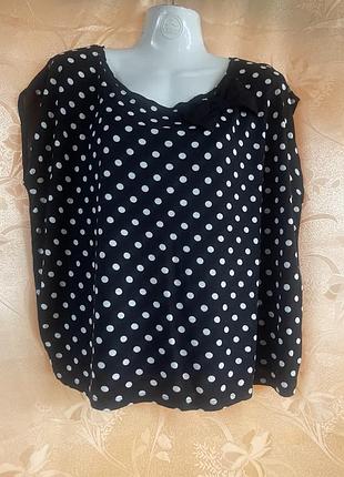 Летняя блуза бренда pull &amp; bear, пог-58, поб-59, длина-58, черная в горох,
