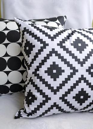 Набор наволочек 35*35 черно белые ромбы,кола, хлопок