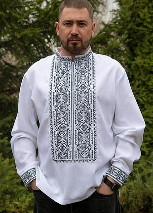 Бесплатная доставка льняная вышиванка белая