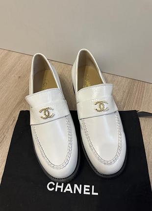 Кожаные лоферы в стиле chanel шанель