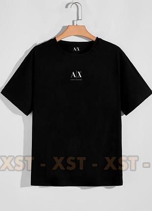Женская футболка оверсайз oversize armani армани черная с лого на спине
