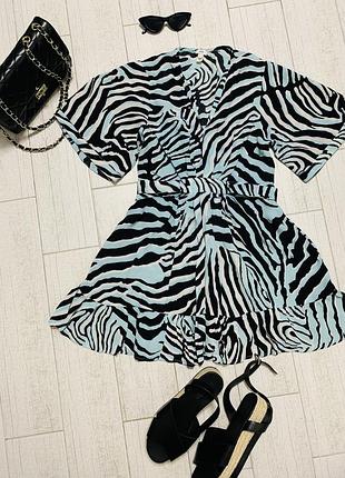 Женское летнее легкое платье в принт зебры в размере m-l с пояском