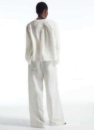 H&m белые льняные брюки мега клеш