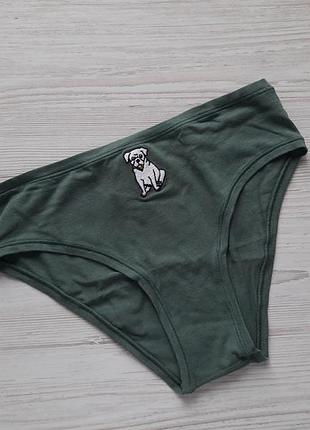 Трусики зелені оливкові бавовна+модал котонові victoria's secret м s бікіні сліпи із собачкою