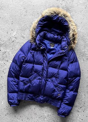 Miss sixty womens blue full zip down puffer jacket hooded fur y2k жіночий пуховик, куртка