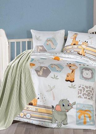 Комплект постельного белья для новорожденных с пледом хлопок