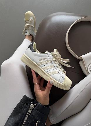 Кросівки adidas superstar « white / beige logo » premium