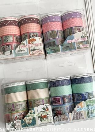 10 шт набір скотч декоративний washi tape різні розміри