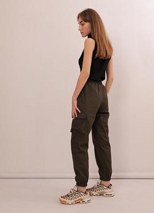 Дитячі штани джогеры на дівчинку (без флісу) хакі