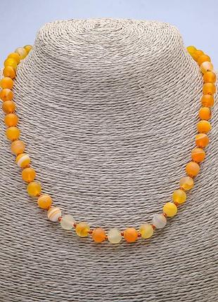 Ожерелья агат оранж. матовый d-8мм+- l-45см+-