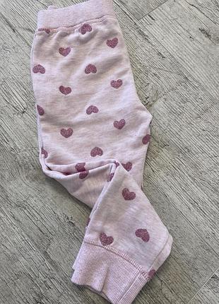 Штани на флісі на дівчинку 3-4 рочки в сердечко