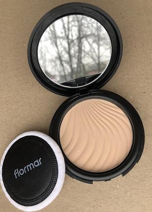 Пудра компактна для обличчя flormar compact powder тон 092 92 medium soft peach матуюча з пуховкою спонжем спонжиком і дзеркалом флормар