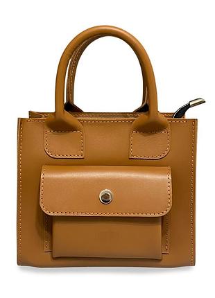 Женская кожаная мини сумка-тоут pache sigil коричневая