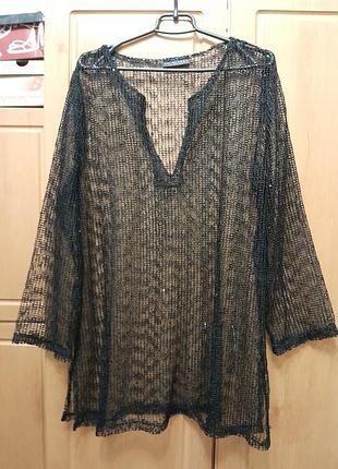 Пляжная накидка туника сетка l