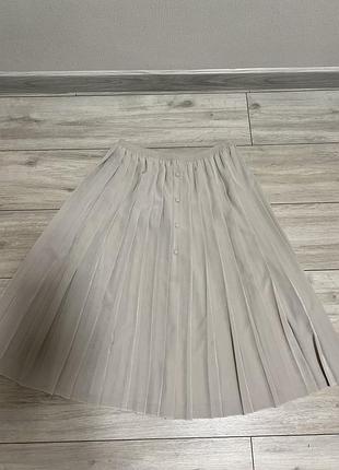 Юбка плиссе бежевая/ юпка плиссе плиссеровка ester ken франция гофре