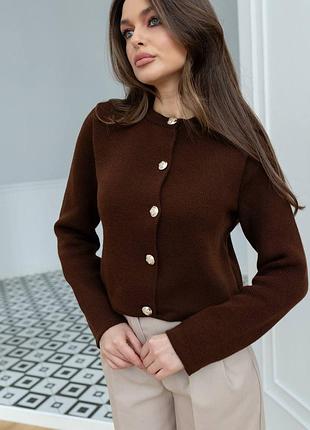 Изысканный кардиган с пуговицами (8 цвет1) 30% шерсть