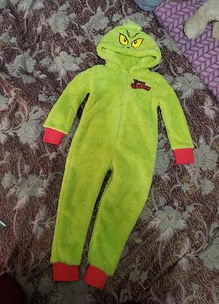 Кигуруми гренч the grinch dr.seuss 3-4 года 98-104, теплая махровая пижама, 4-5роков 110-116