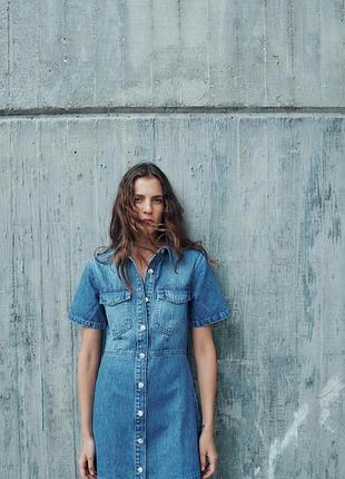 Стильный базовый новый джинсовый сарафан zara