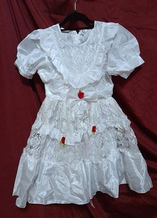 Платье нарядное детвора белое на выпускной в садик