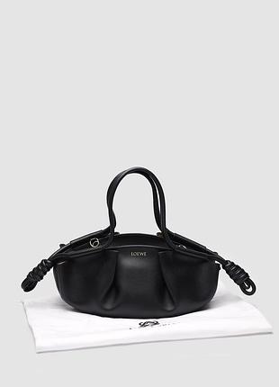 Кожаная черная сумка шоппер в стиле loewe лоевое кожа