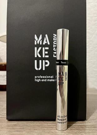 Make up factory all in one mascara waterproof, тушь для ресниц, 01🤎