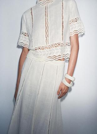 Сорочка zw collection з в'язаним гачком оздобленням