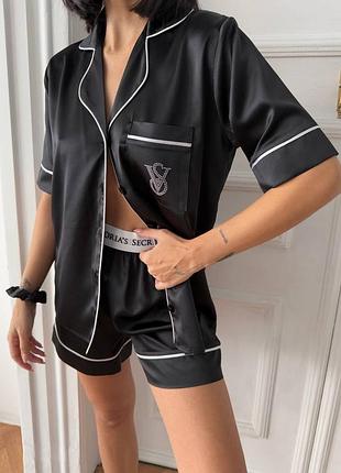 Піжамка шовкова з шортиками, домашній костюм
