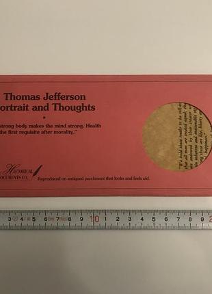 Thomas jefferson portrait and thoughts исторический документ-копия пергамет постер плакат сша