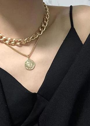 Цепочка, чокер, ланцюжок колір золото.  біжутерія2 фото