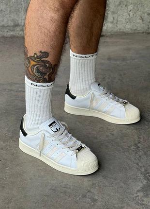 Кроссовки adidas superstar white beige black