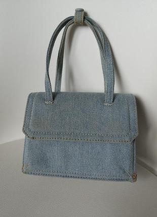Стильная маленькая сумочка zara, джинсовая сумочка zara, голубая мини сумка деним, кросс боди zara
