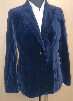 Бархатный синий пиджак. бархат на хлопке