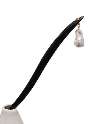 Дерев'яна паличка для фіксації волосся в азіатському стилі з прикрасою у вигляді перлів