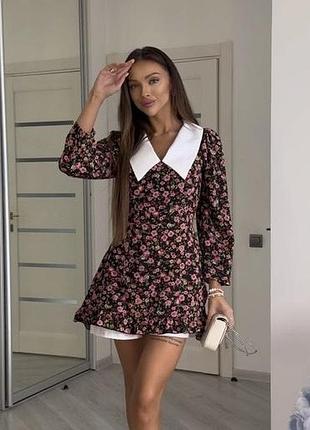 Стильна сукня комбінезон у квітковий принт 💗 ніжна сукня з шортами 💗 сукня в квіти2 фото