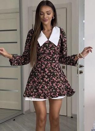 Стильна сукня комбінезон у квітковий принт 💗 ніжна сукня з шортами 💗 сукня в квіти3 фото